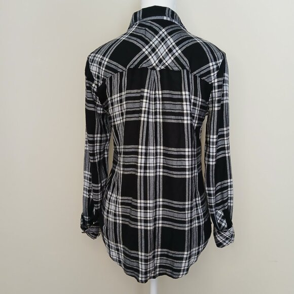 Rails Hunter Button Down Plaid Soft Classic Shirt Black Sky Ivory Size XS - Picture 4 of 8